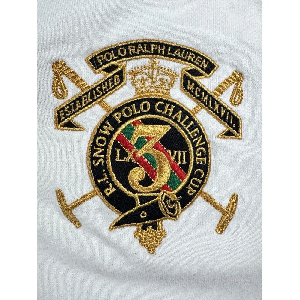 Polo Ralph Lauren PRL Club Snow Polo Challenge Cup Shawl Sweatshirt Mens M White